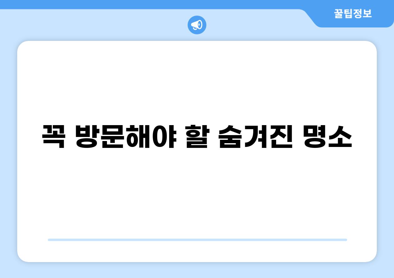 꼭 방문해야 할 숨겨진 명소